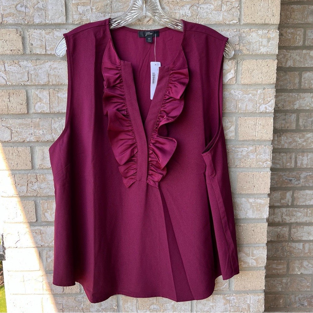 J. Crew Ruffle Front Satin Crepe Top